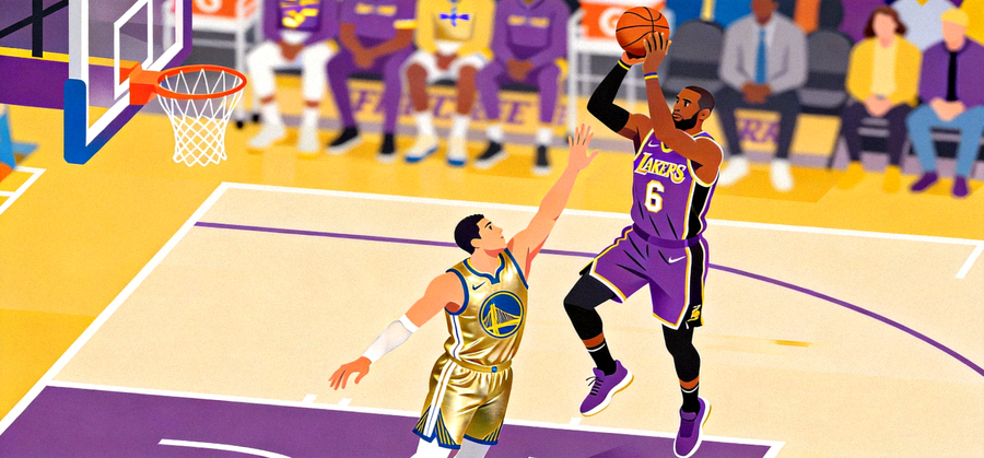 NBA季后赛湖人对阵勇士关键回合投篮动作缩略图